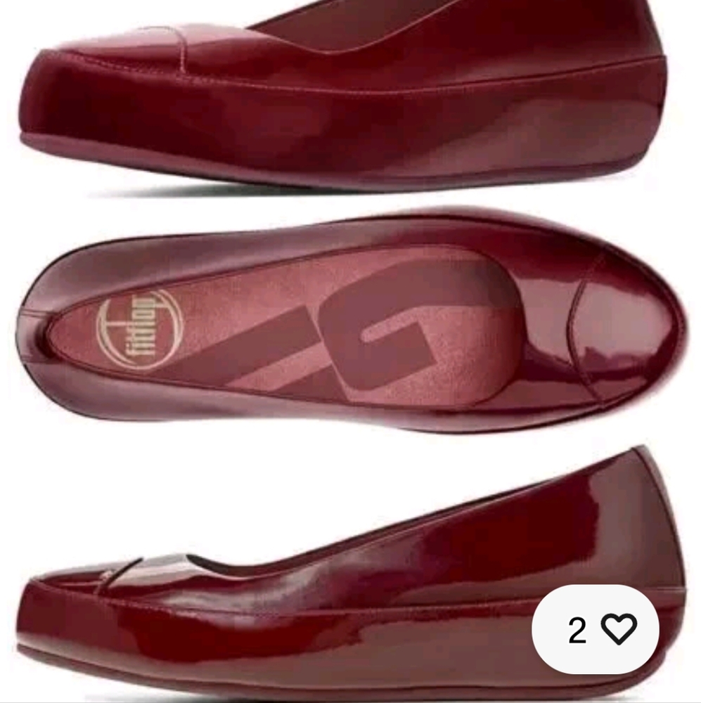 Fitflop Due Womens Platform  Ballet Flats Cherry Red Patent Leather Size 38/7.5